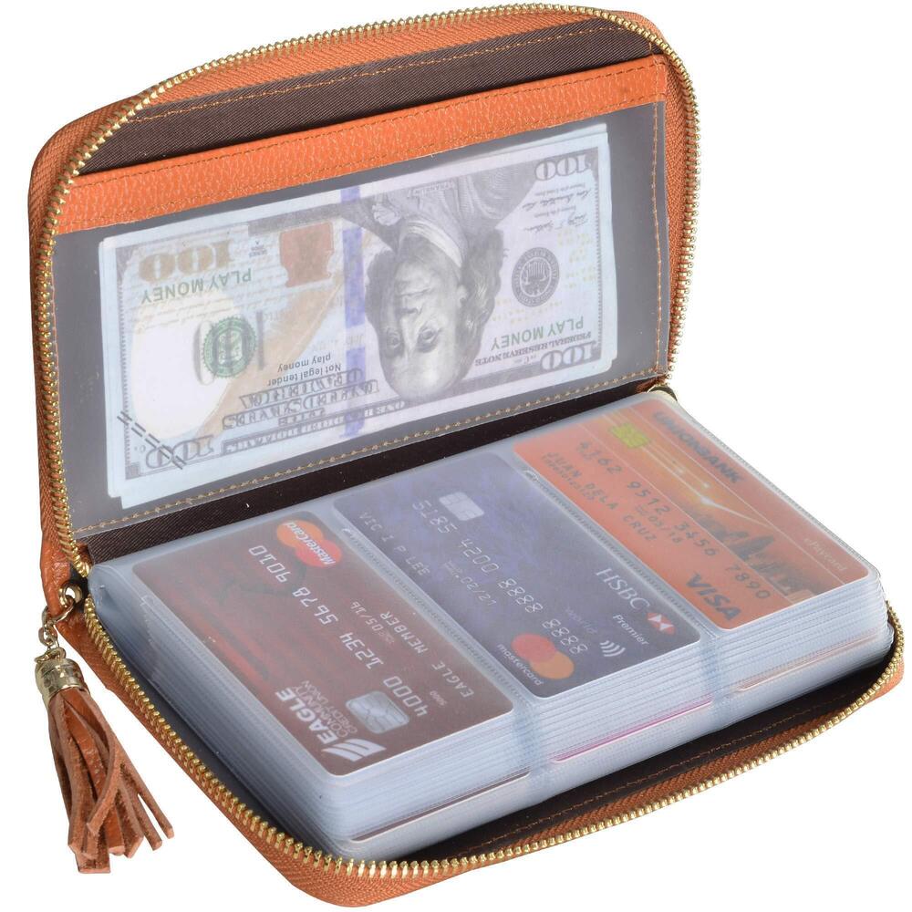 7131 Credit Card Holder Wallet Zipper Leather Case Purse RFID Blocking